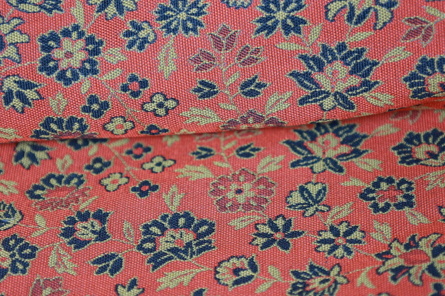 Nagoya Obi(used sash) – Orange, Black, and Golden Brown – Small Floral Pattern – R125