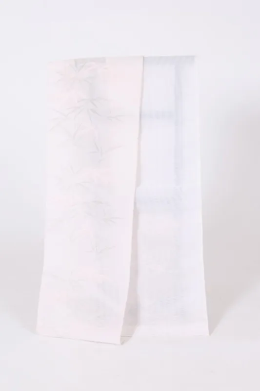 Summer obi used(sash) - Light pink, silver, bamboo pattern - L20
