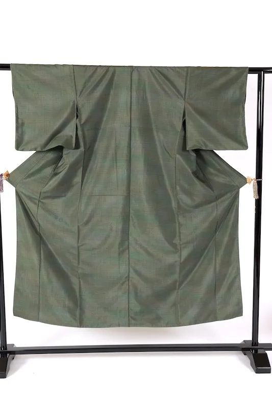 Oni-Tsumugi(Japan used kimono)  – Shades of Green – Hand-woven – K317