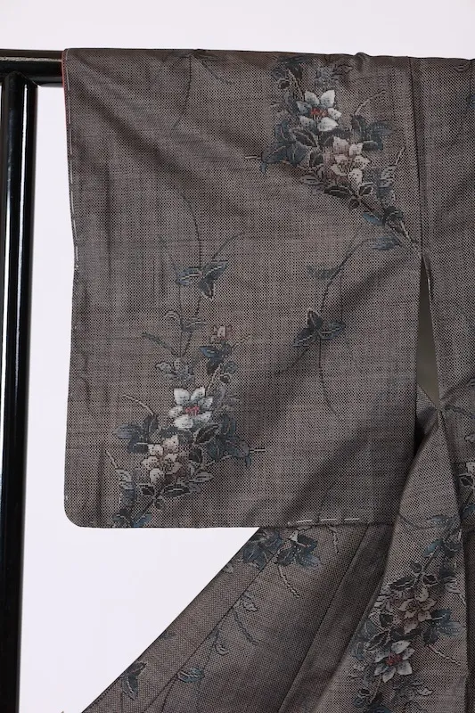 Oshima Tsumugi(Japan kimono) – Brand New & Unused – Tokiemon – Indigo, White, Purple, Brown – Mud-dyed & Plant-dyed – Certificate Included – K314