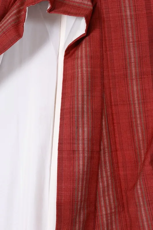 Gujo Tsumugi(Japan Pre-loved kimono) – Red, Green, Wine,Hand-woven – LL39