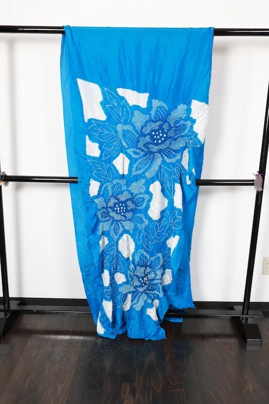 Yukata used obi (light blue and white, kanoko shibori pattern, ) R67