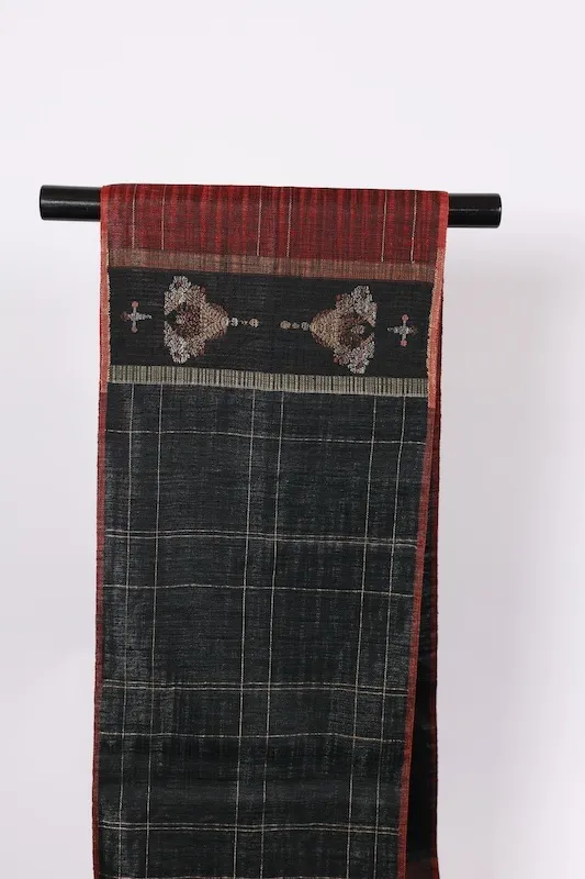 Fukuro Obi(used sash) – Watabun – Hand-woven  (Ripples) – Red, Black, Gold, Green, Brown – B995