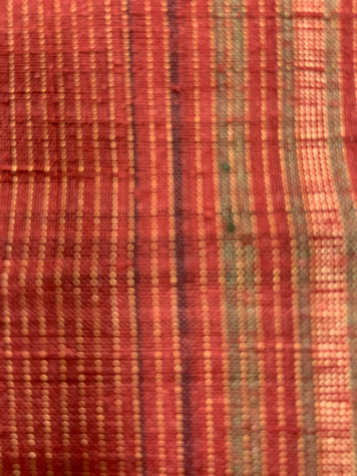 Gujo Tsumugi(Japan Pre-loved kimono) – Red, Green, Wine,Hand-woven – LL39