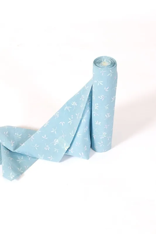 Summer kimono fabric, brand new, unstitched, sheer fabric, light blue and light purple, small floral pattern, J35