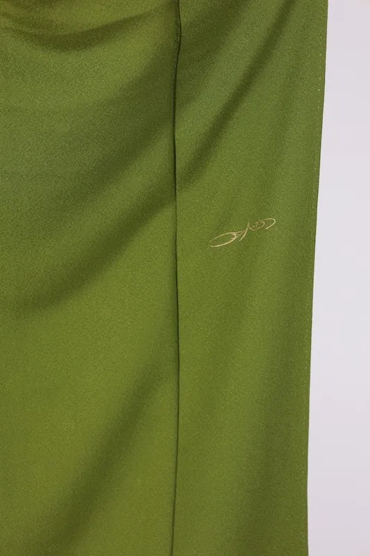 Japan used kimono (Iromuji), green, crest(K286).