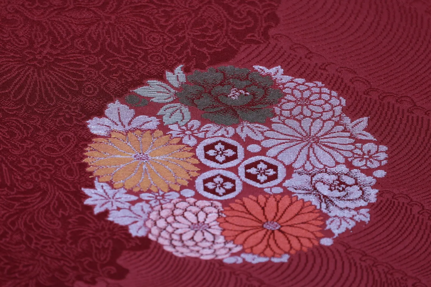 Nishijin -used material Flowers and Fans - b80
