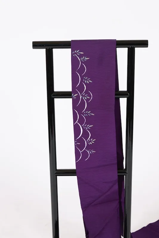 Summer Nagoya obi used(sash), ro-ha (leaf pattern), hand-painted, L14