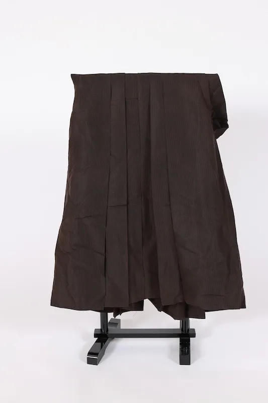 Men's Hakama used (traditional Japanese trousers) - Brown and Green Stripes - Horse Riding Style - B1513