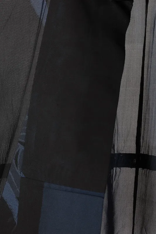 Summer kimono used, patterned gauze fabric, black and indigo, floral and geometric patterns, L66