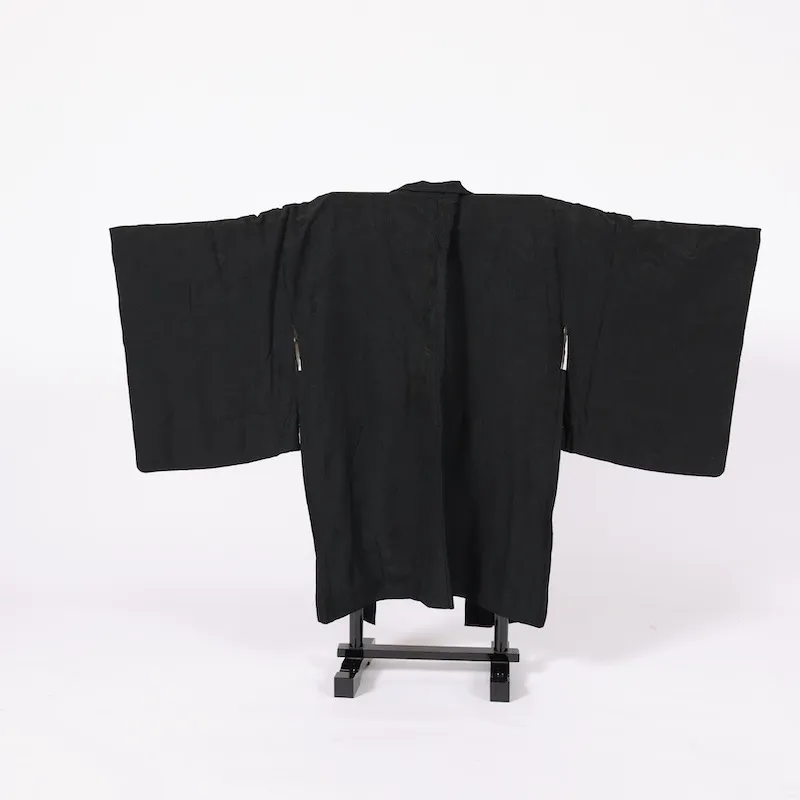 Black Haori（Japan used jaket)with All-Over Pattern (B342)