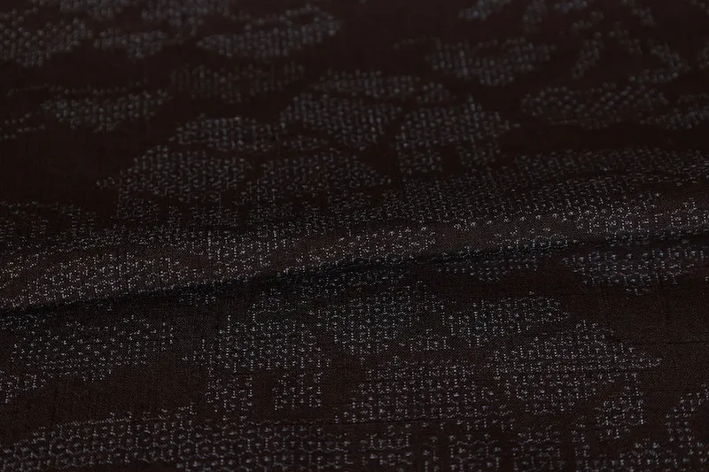 Vintage TextileArt　Ishige Yuki Tsumugi Silk Fabric, Indigo Shades, Original Landscape, Hundred Tortoiseshell Pattern, L142