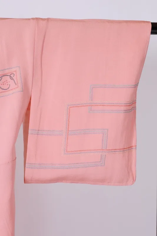 Tsukesage Kimono – Brand New & Unused – Cherry Blossom Pink, Shades of Gray, Beige, Coral Pink B1415