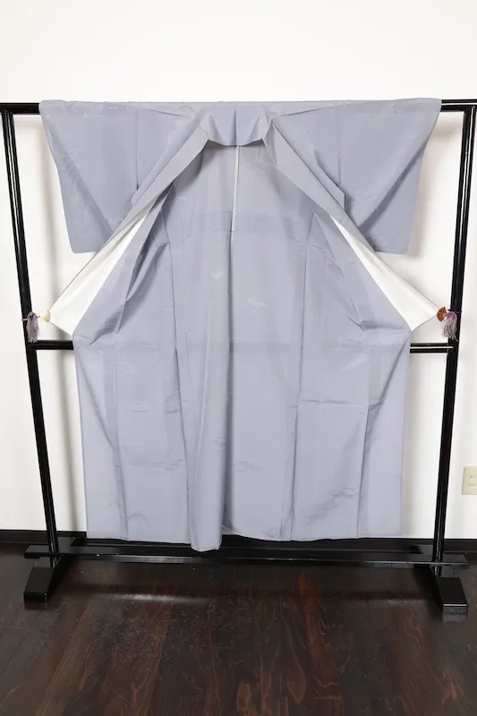 Komon (used kimono), Nishijin weave, Monsha fabric, gray, dewdrop pattern, R20