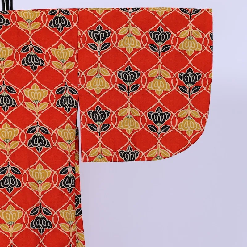 Wool used Haori – Red & Yellow – Mandarin Orange Pattern /850