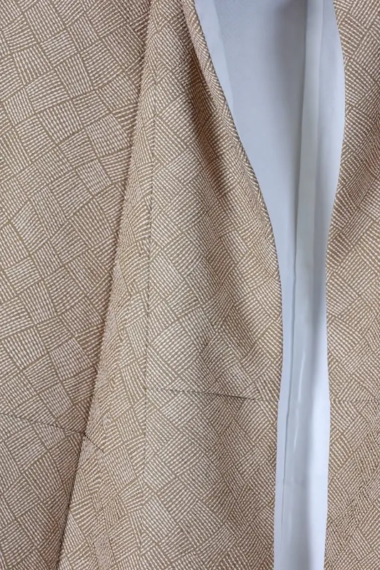 Komono ( kimono), brand new, unused, olive green and beige, woven pattern, B1384