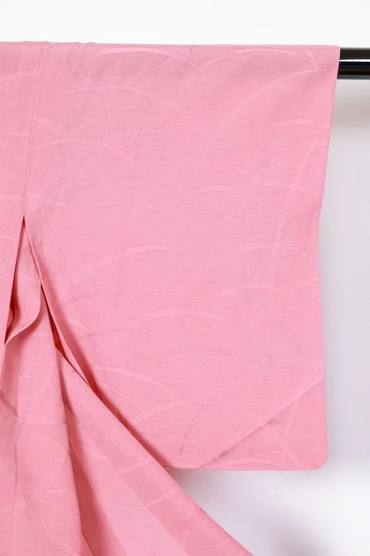 Summer used kimono fabric, ro (gauze), dewdrop grass pattern throughout, coral pink, R27