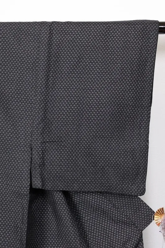 Men's Tsumugi(used kimono) – Indigo & White Kasuri – Hand-woven – R39