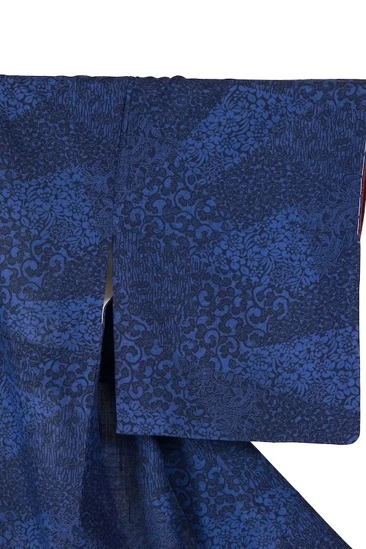 Japan kimono – Brand new and unused – Shades of indigo – Sarasa (chintz) pattern – K297