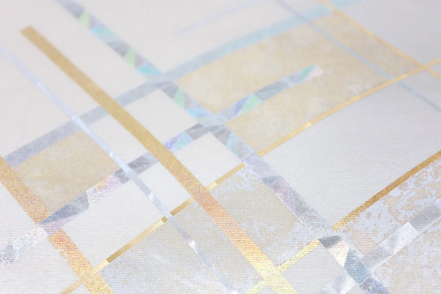 Nagoya Obi(used sash) – Traditional Craftsmanship by Shohei Hori – Hikihaku (Gold/Silver/Pearl Leaf) R127