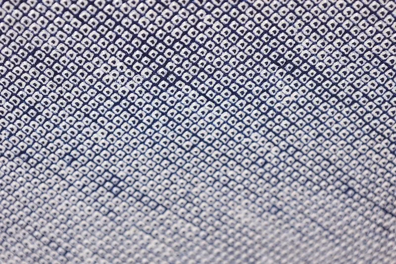 Japan kimono Fabric: Hikita Shibori (tie-dyeing), indigo and white, K416