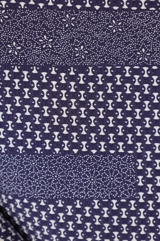 Edo Komon (traditional Japanese patterned used kimono fabric), brand new, unused, purple and white, floral pattern, horizontal stripes, B1377