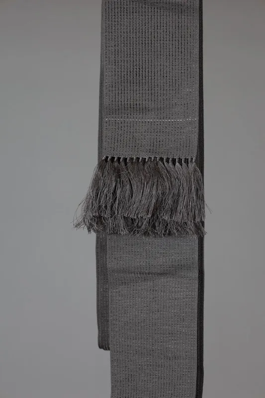 Men's Yukata Obi used (Sash) - Monsha Fabric, Seaweed Brown, L129