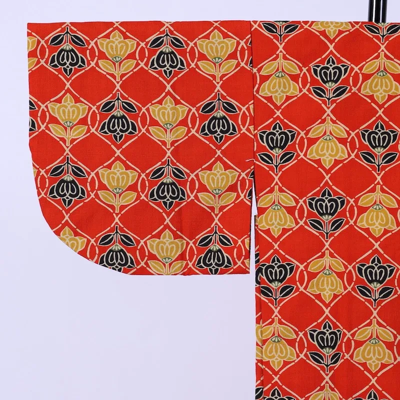 Wool used Haori – Red & Yellow – Mandarin Orange Pattern /850