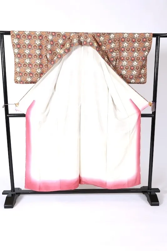 Japan used Kimono – Deep Green, Ochre, Indigo, Brown – Floral Pattern – J35