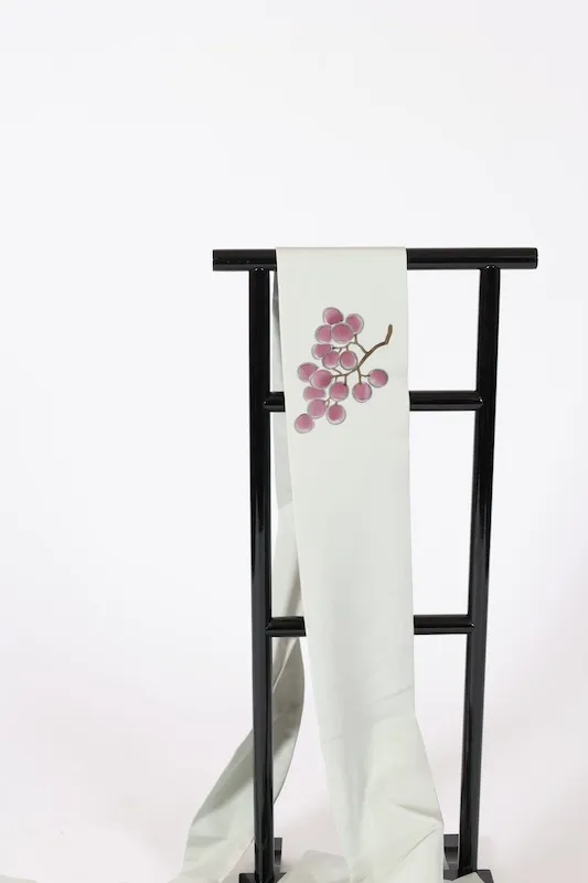 Nagoya obi used (sash), Shioze silk, Chigusa-nezumi (grayish gray), purple, hand-painted, L2