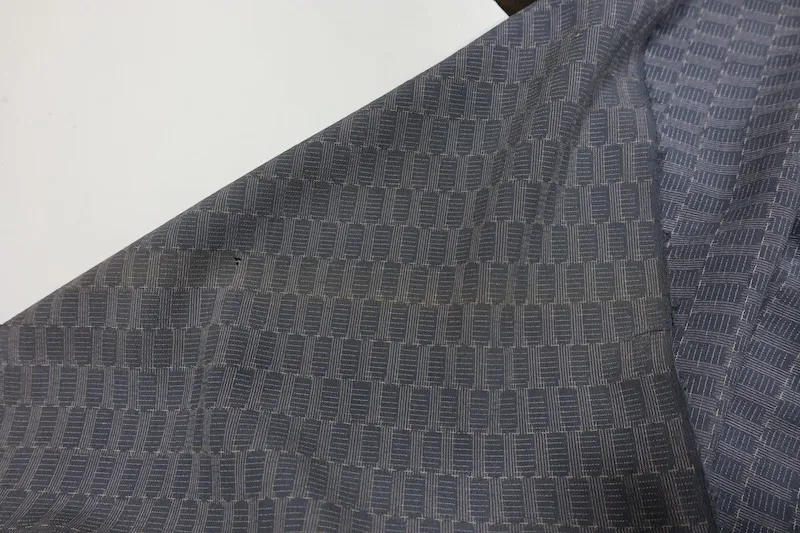 New summer silk kimono fabric, blue-gray, geometric pattern, ikat weave.