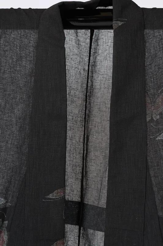 Japan kused kimono Summer patterned , black, gray, white, red, yellow, butterfly pattern, L65