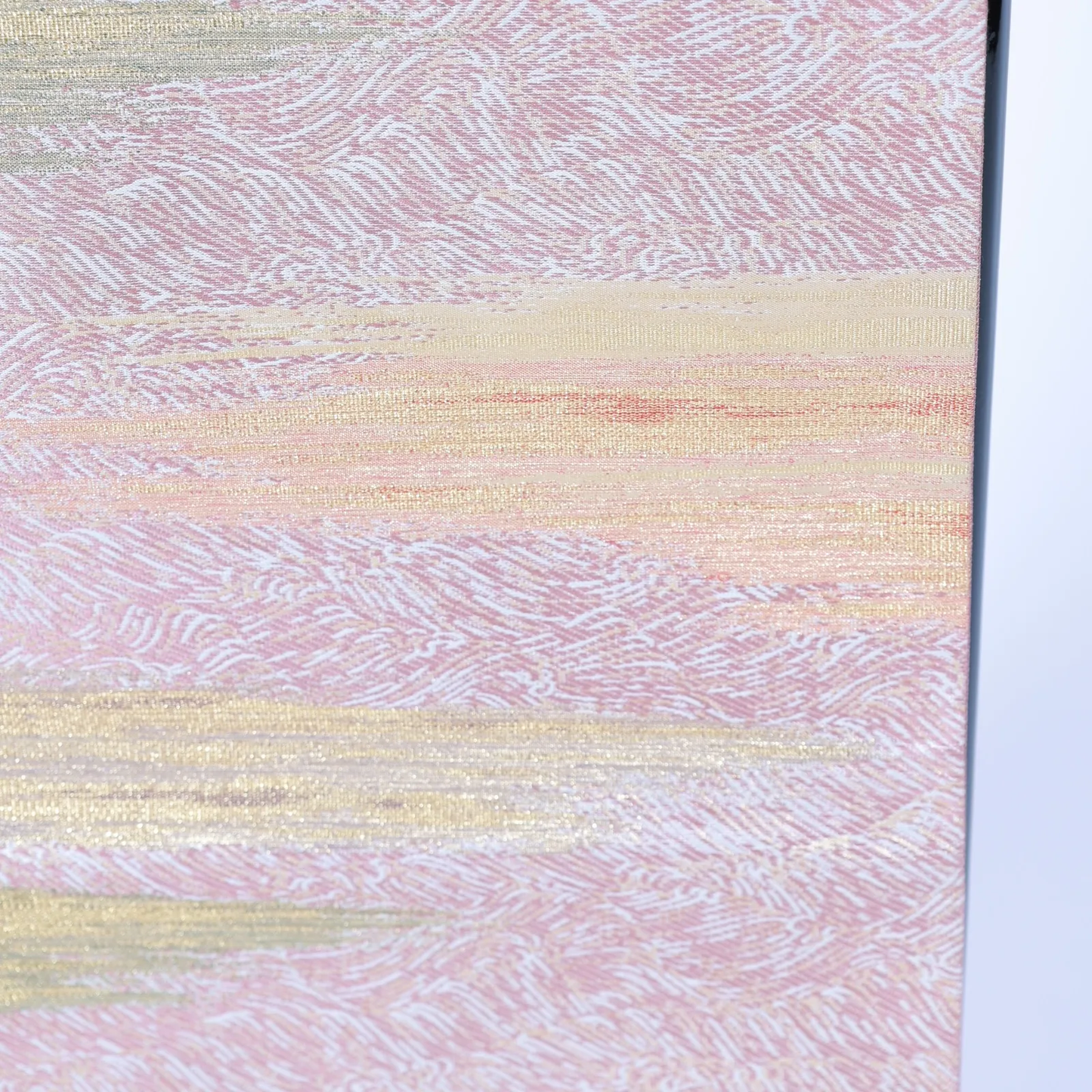 Fukuro Obi used (formal sash) - Wave pattern, mist, gold, rusty red, purple, silver - V28