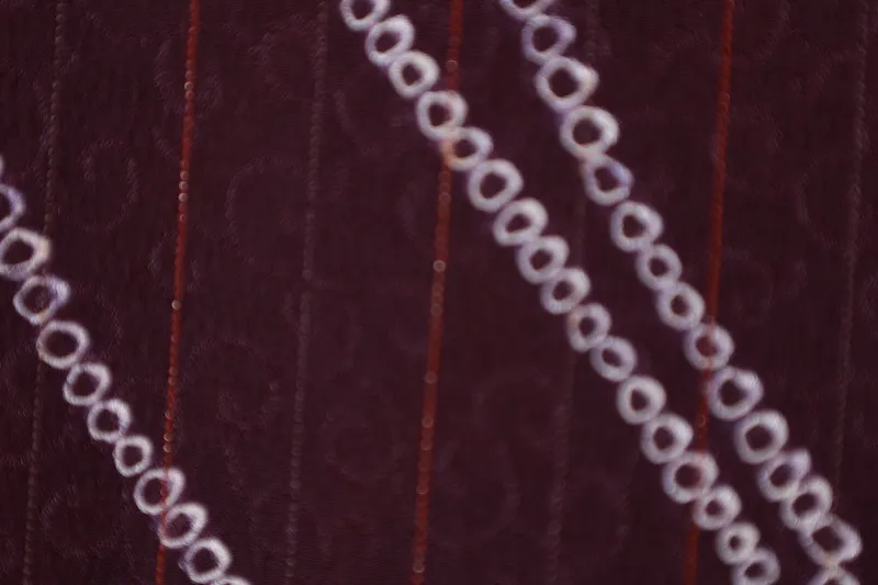 Komon (used kimono) - Purple, White, Red, Arabesque, Shibori (tie-dye) pattern, Stripes - B1433