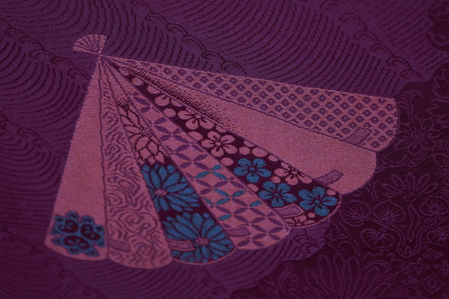 Nishijin -used material Flowers and Fans - b80