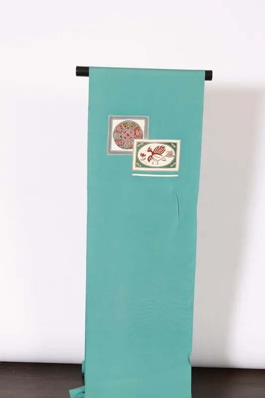 Nagoya Obi(sash) – Brand New, Unfinished – Shioze Silk – Turquoise, Gray, Green, Brown, Purple  – A404