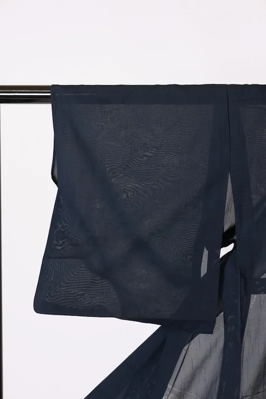 Summer Komon (silk kimono used), Monsha (shawl), Indigo, Nishijin weave, L57