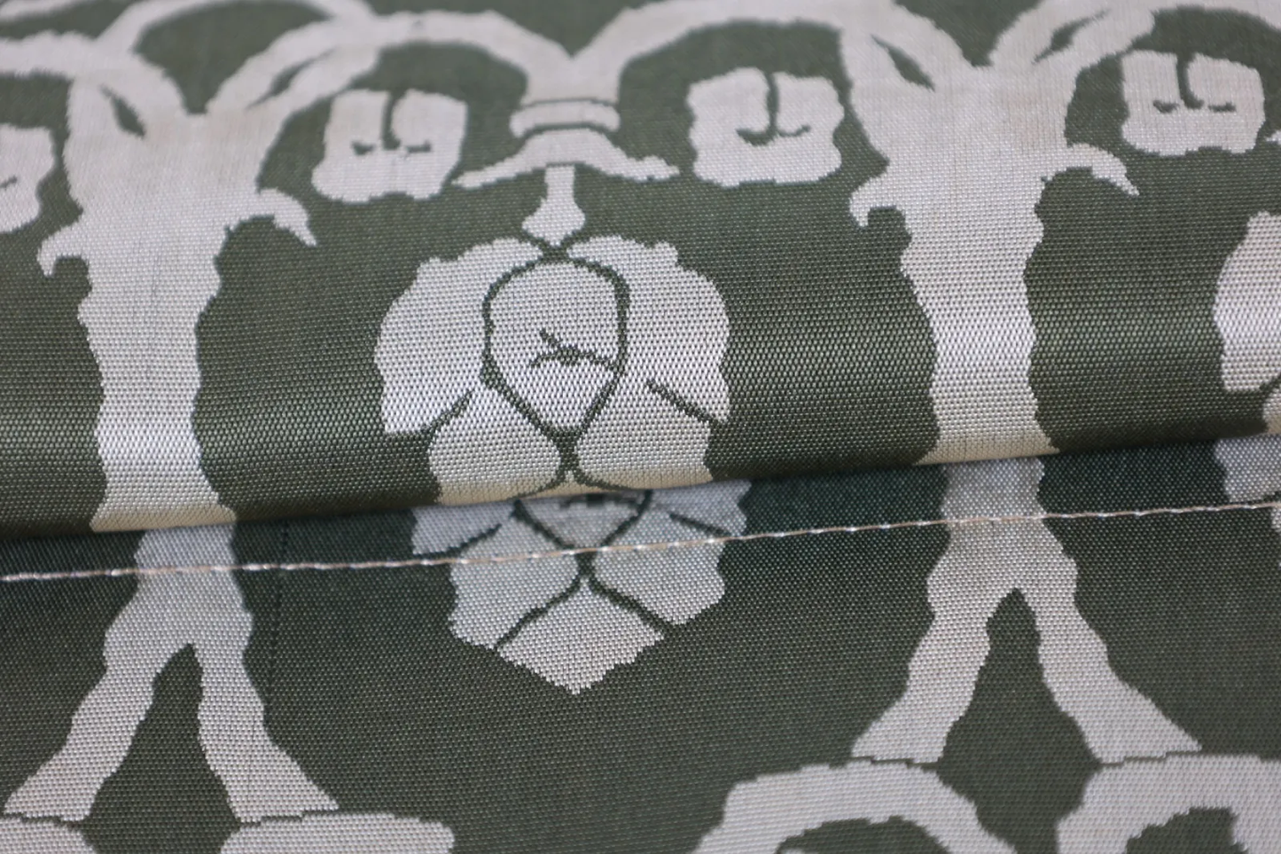 Hiraki Nagoya Obi(used sash) – Shades of Green – Chinese-style Floral Pattern (Karahana) – R138