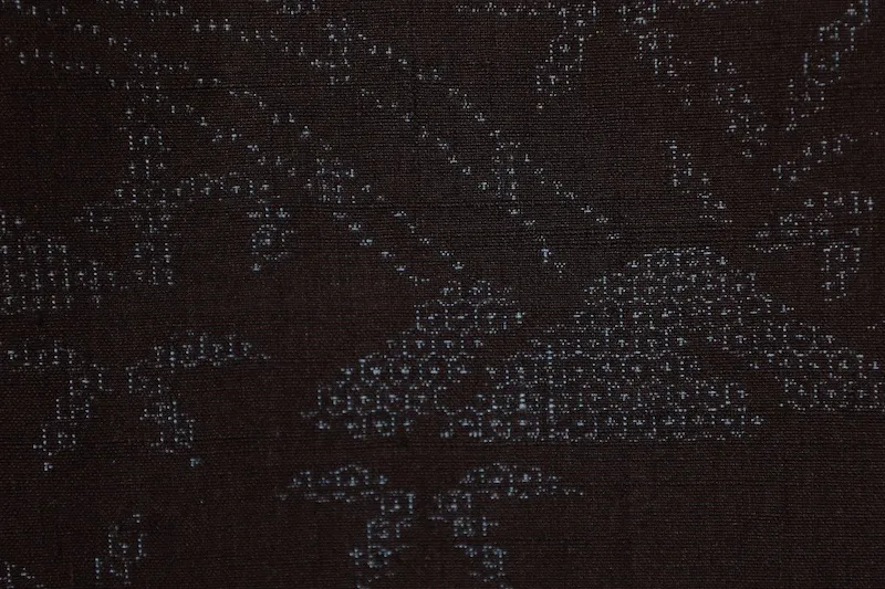 Vintage TextileArt　Ishige Yuki Tsumugi Silk Fabric, Indigo Shades, Original Landscape, Hundred Tortoiseshell Pattern, L142