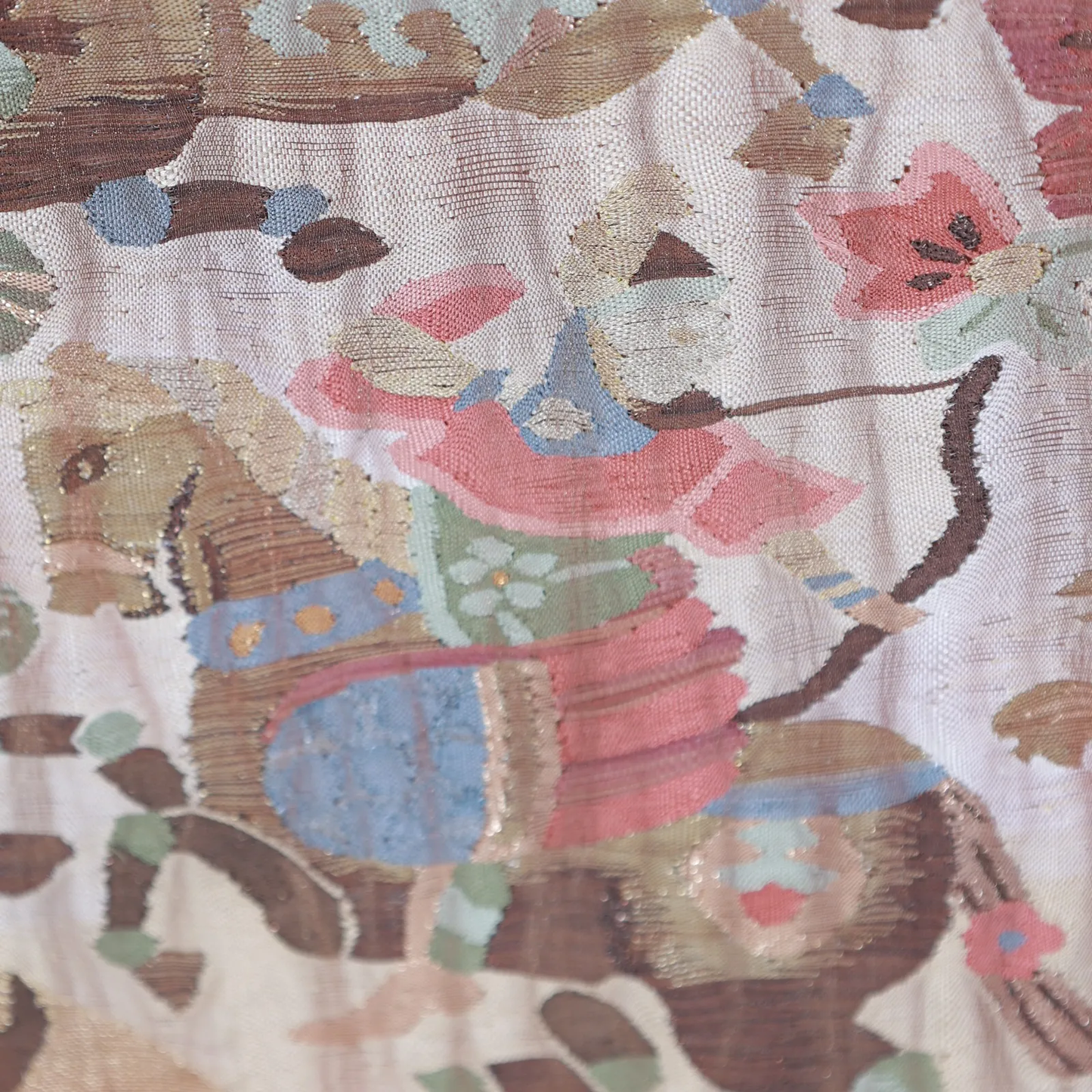 Fukuro obi used ( sash) - Gold, Rust Red, Blue - Taiko pattern - V29