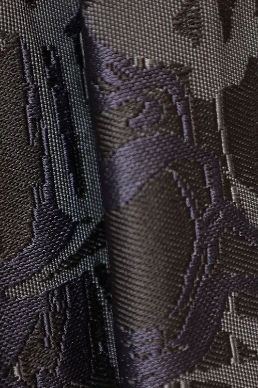 Men's Yukata Obi used (Sash) - Grayish and Purple with Hannya Mask Design, Horizontal Stripes on the Reverse Side, Reversible, L130