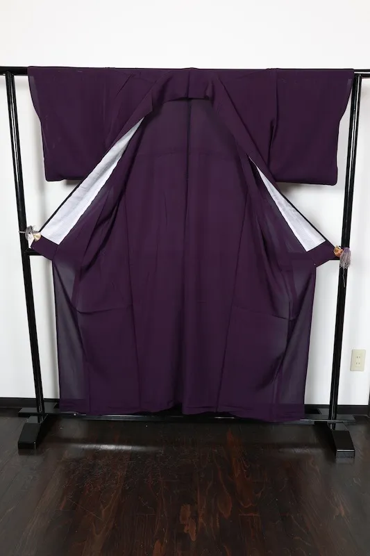 Summer-used kimono, ro (black), purple, single crest (Maru ni Gosan no Kiri), R11