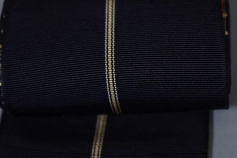 Men's Yukata used Obi (Sash) - Hakata Weave, Reversible, Dark Brown and Indigo Check Pattern, Single Stripe on the Reverse Side, L127