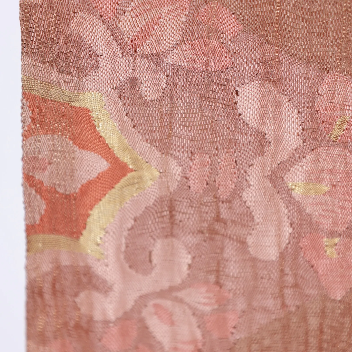 Fukuro obi used ( sash) - Gold, Rust Red, Blue - Taiko pattern - V29