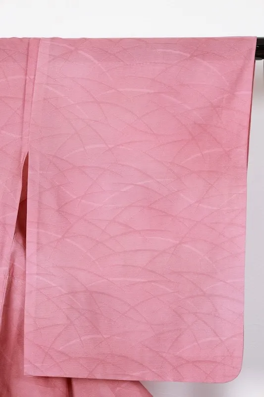 Summer used kimono, Nishijin weave,  shades of coral, dewdrop grass pattern, R71