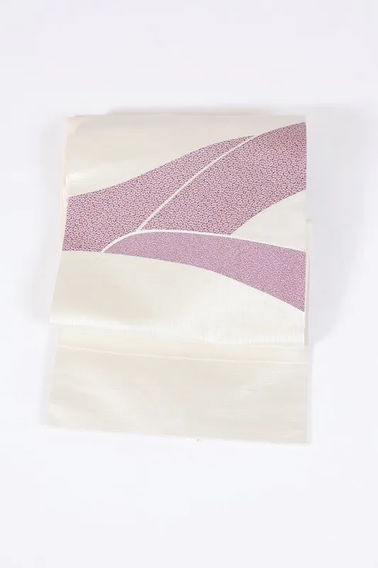 Nagoya obi used (sash), silver and purple, Edo komon (patterned kimono fabric), patchwork design, L51