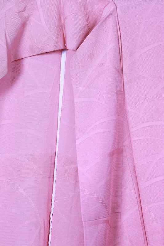 Summer used kimono fabric, ro (gauze), dewdrop grass pattern throughout, coral pink, R27