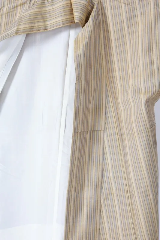 Japan used kimono – Gray, Beige, and Brown Stripes – Botanical Dye – Hand-woven – B1387