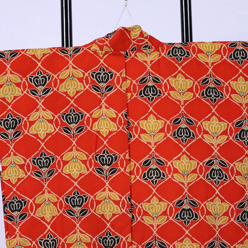 Wool used Haori – Red & Yellow – Mandarin Orange Pattern /850