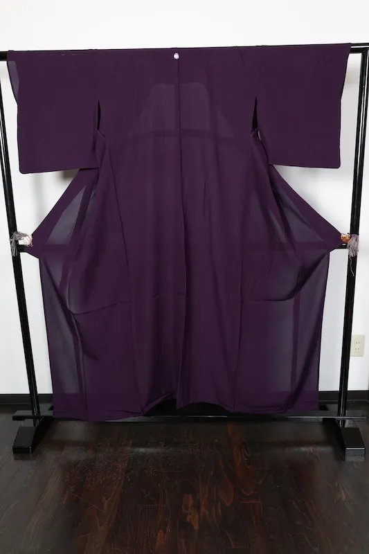 Summer-used kimono, ro (black), purple, single crest (Maru ni Gosan no Kiri), R11